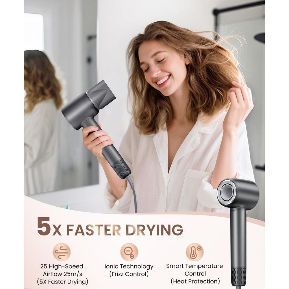Hair Dryer, Professional 140000 RPM High-Speed Brushless Motor Negative Ionic... - Picture 3 of 4